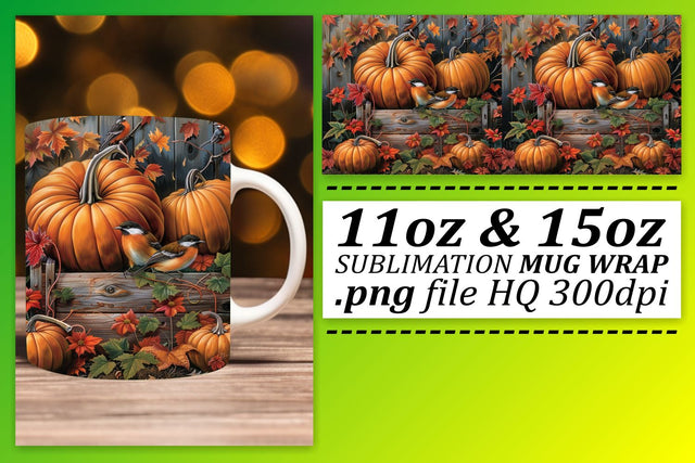 Watercolor Fall Landscape Wrap for Mug 11oz/15oz Sublimation afrosvg 