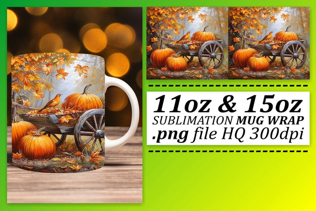 Watercolor Fall Mug Wrap Autumn Sublimation 11oz/15oz Sublimation afrosvg 