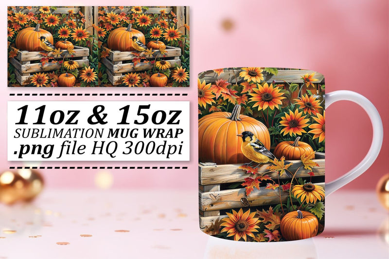 Watercolor Fall Mug Wrap for Sublimation 11oz/15oz Sublimation afrosvg 