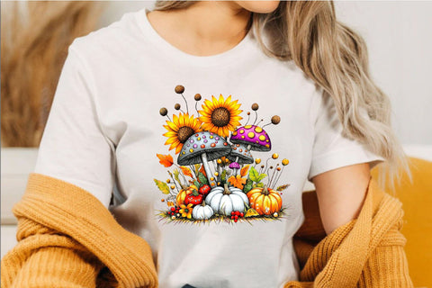 Watercolor Fall Mushroom Clipart Bundle. Sublimation SVGArt 