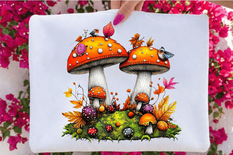Watercolor Fall Mushroom Clipart Bundle. Sublimation SVGArt 