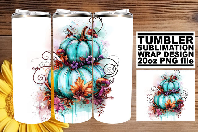 Watercolor Fall Pumpkin Tumbler Design Sublimation afrosvg 