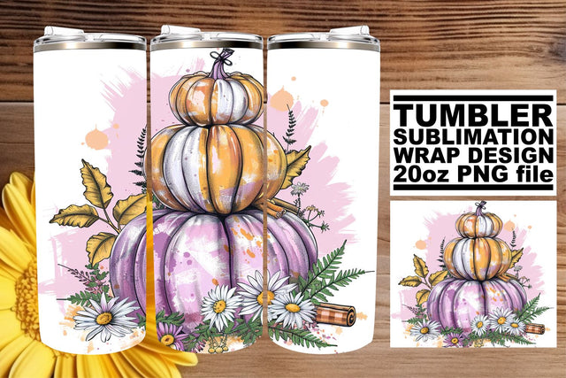 Watercolor Fall Pumpkin Wrap Sublimation Sublimation afrosvg 