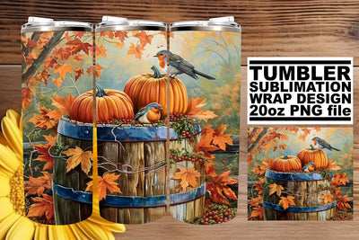 Watercolor Fall Scene Wrap for 20oz Tumblers Sublimation afrosvg 