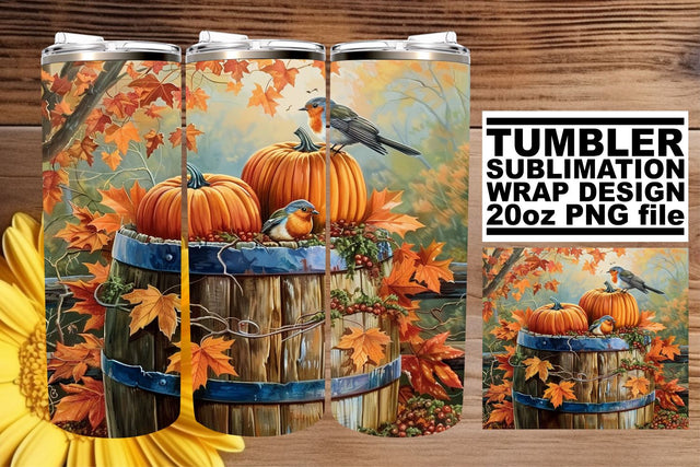 Watercolor Fall Scene Wrap for 20oz Tumblers Sublimation afrosvg 