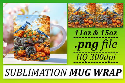 Watercolor Fall Scene Wrap for Mug 11oz/15oz Sublimation afrosvg 