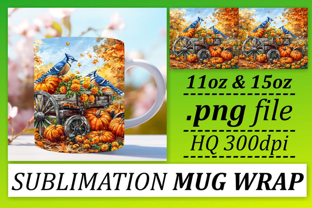 Watercolor Fall Scene Wrap for Mug 11oz/15oz Sublimation afrosvg 
