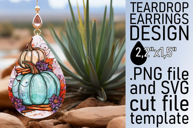 Watercolor Fall Teardrop Earrings Sublimation afrosvg 