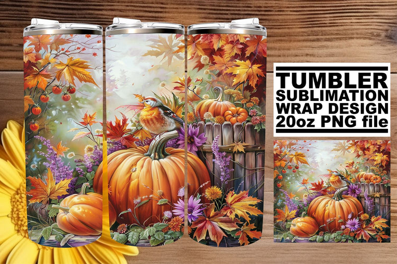 Watercolor Fall Tumbler Wrap for Sublimation - 20oz Sublimation afrosvg 