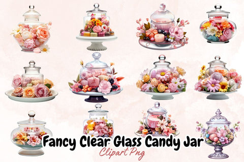 Watercolor Fancy Clear Glass Candy Jar Sublimation Bundle Sublimation Designangry 