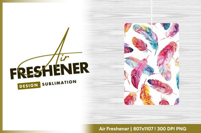 Watercolor feather pattern background air freshener png Sublimation Regulrcrative 