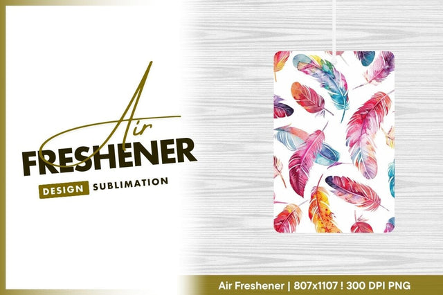 Watercolor feather pattern background air freshener png Sublimation Regulrcrative 