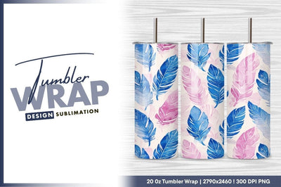 Watercolor Feathers Pattern Background For Sublimation Tumbler Png Sublimation Regulrcrative 