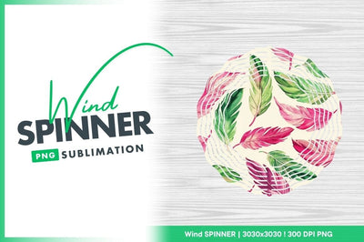 Watercolor Feathers Pattern Wind Spinner Round Png Sublimation Regulrcrative 