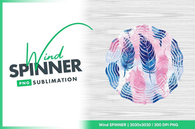 Watercolor Feathers Pink And Blue Wind Spinner Sublimation Regulrcrative 