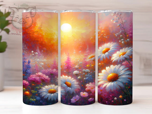 Watercolor Field Flowers Tumbler, Floral Watercolor Wrap, Artistic Nature Cup, 20oz Sublimation Wrap, Elegant Flower Field Tumbler, Stylish Watercolor Design Cup, Botanical Floral Theme Wrap Sublimation Lara' s Designs 