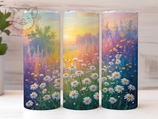 Watercolor Field Flowers Tumbler, Floral Watercolor Wrap, Artistic Nature Cup, 20oz Sublimation Wrap, Elegant Flower Field Tumbler, Stylish Watercolor Design Cup, Botanical Floral Theme Wrap Sublimation Lara' s Designs 