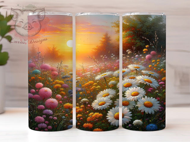Watercolor Field Flowers Tumbler, Floral Watercolor Wrap, Artistic Nature Cup, 20oz Sublimation Wrap, Elegant Flower Field Tumbler, Stylish Watercolor Design Cup, Botanical Floral Theme Wrap Sublimation Lara' s Designs 