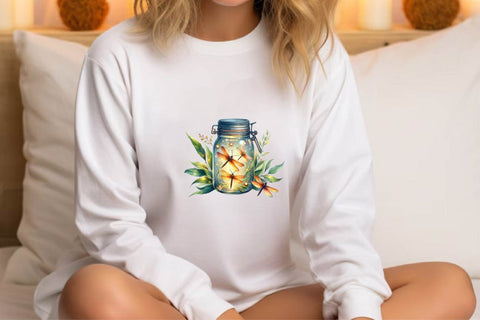 Watercolor Firefly Jars Clipart Sublimation Rupkotha 