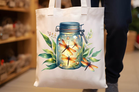 Watercolor Firefly Jars Clipart Sublimation Rupkotha 