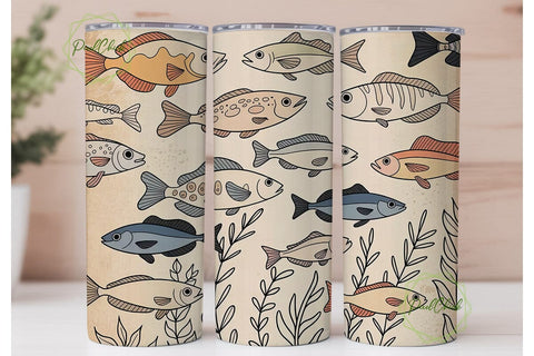 Watercolor Fish Tumbler Wrap Sublimation PixelChick 