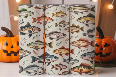 Watercolor Fish Tumbler Wrap Sublimation PixelChick 