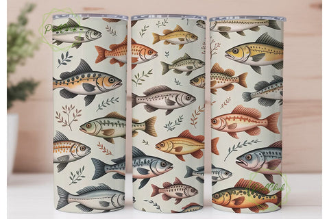 Watercolor Fish Tumbler Wrap Sublimation PixelChick 