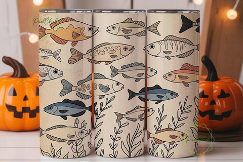 Watercolor Fish Tumbler Wrap Sublimation PixelChick 