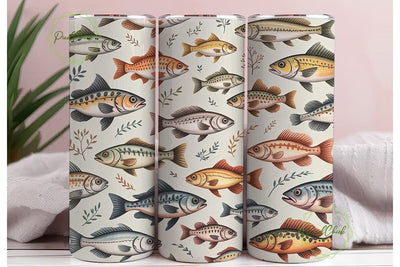 Watercolor Fish Tumbler Wrap Sublimation PixelChick 
