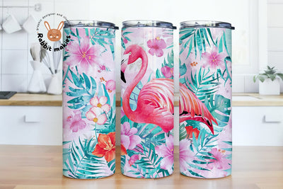 Watercolor Flamingo Tumbler Wrap, Flamingo Tumbler Design Sublimation Rabbitmakies 