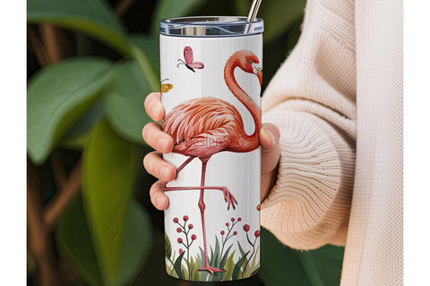 Watercolor Flamingo Tumbler Wrap Sublimation DesignSVG 