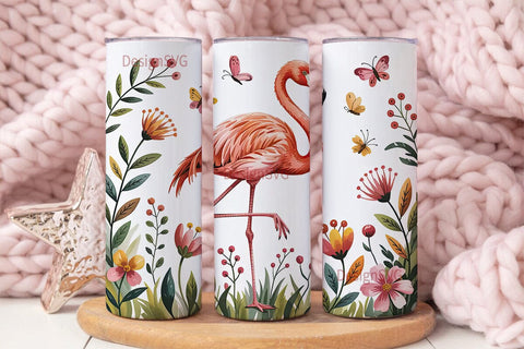 Watercolor Flamingo Tumbler Wrap Sublimation DesignSVG 