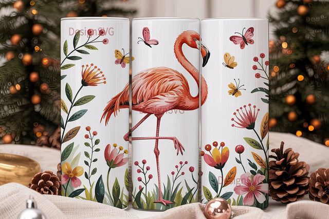 Watercolor Flamingo Tumbler Wrap Sublimation DesignSVG 