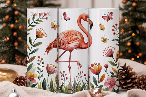 Watercolor Flamingo Tumbler Wrap Sublimation DesignSVG 