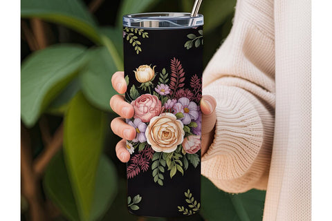 Watercolor Floral 20oz Tumbler Wrap Sublimation DesignSVG 