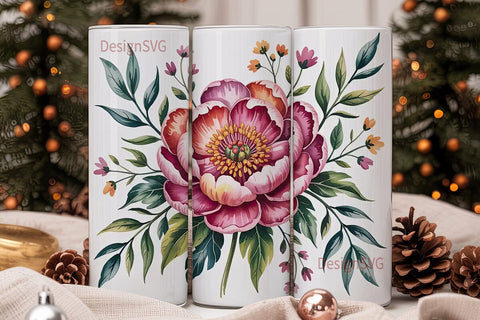 Watercolor Floral 20oz Tumbler Wrap Sublimation DesignSVG 