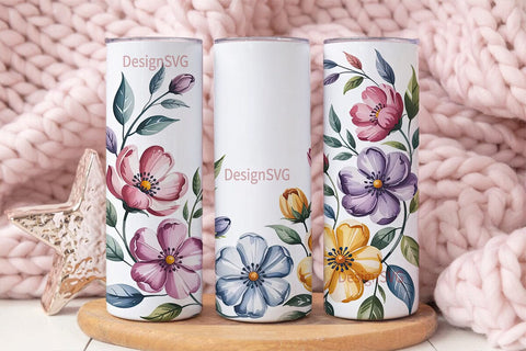 Watercolor Floral 20oz Tumbler Wrap Sublimation DesignSVG 
