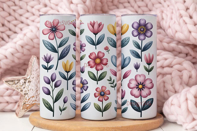 Watercolor Floral 20oz Tumbler Wrap Sublimation DesignSVG 