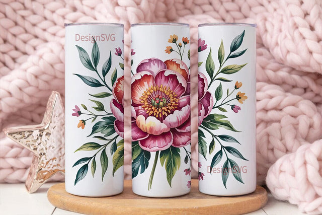 Watercolor Floral 20oz Tumbler Wrap Sublimation DesignSVG 
