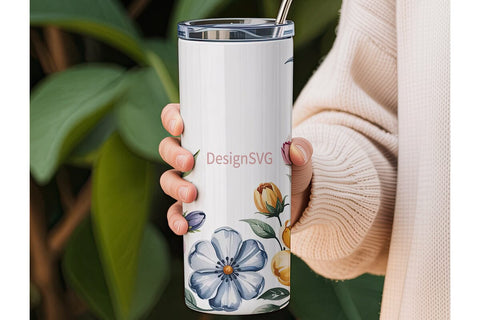 Watercolor Floral 20oz Tumbler Wrap Sublimation DesignSVG 