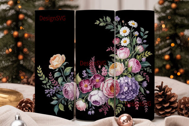 Watercolor Floral 20oz Tumbler Wrap Sublimation DesignSVG 