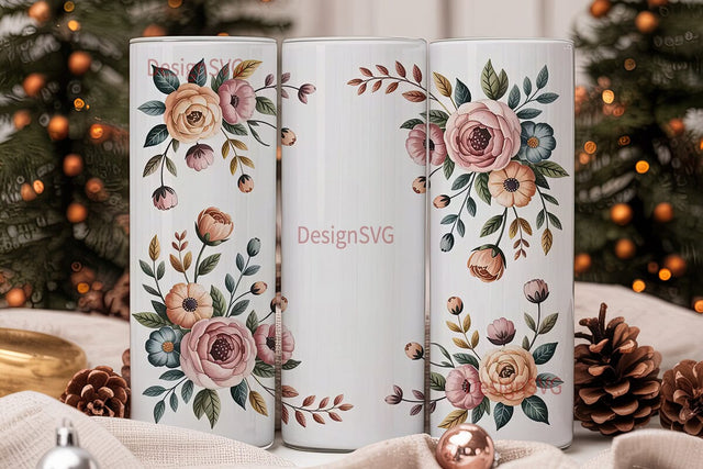 Watercolor Floral 20oz Tumbler Wrap Sublimation DesignSVG 