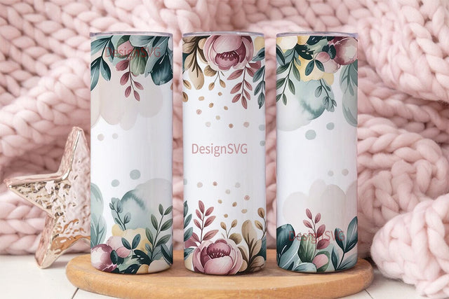 Watercolor Floral 20oz Tumbler Wrap Sublimation DesignSVG 