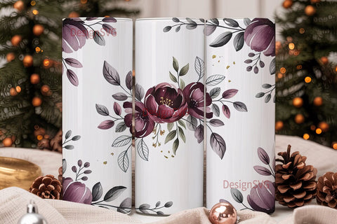 Watercolor Floral 20oz Tumbler Wrap Sublimation DesignSVG 