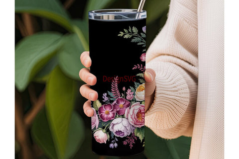 Watercolor Floral 20oz Tumbler Wrap Sublimation DesignSVG 