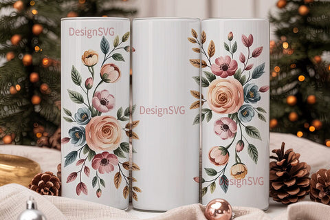 Watercolor Floral 20oz Tumbler Wrap Sublimation DesignSVG 