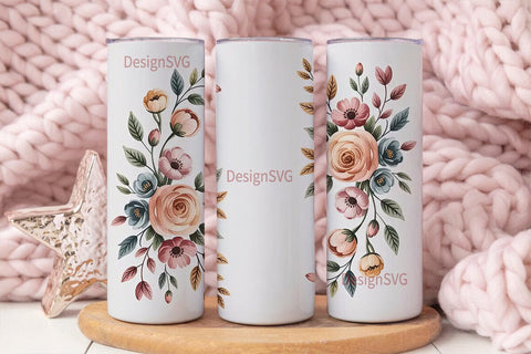 Watercolor Floral 20oz Tumbler Wrap Sublimation DesignSVG 