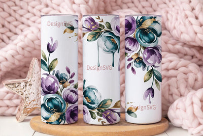 Watercolor Floral 20oz Tumbler Wrap Sublimation DesignSVG 