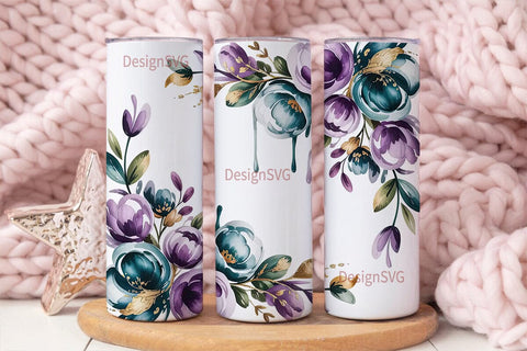 Watercolor Floral 20oz Tumbler Wrap Sublimation DesignSVG 