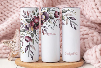 Watercolor Floral 20oz Tumbler Wrap Sublimation DesignSVG 